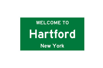 Hartford, New York, USA. City limit sign on transparent background. 