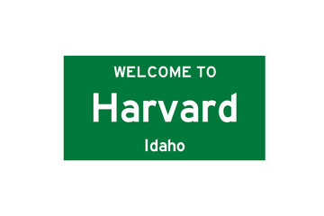 Harvard, Idaho, USA. City limit sign on transparent background. 