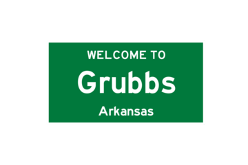 Grubbs, Arkansas, USA. City limit sign on transparent background. 