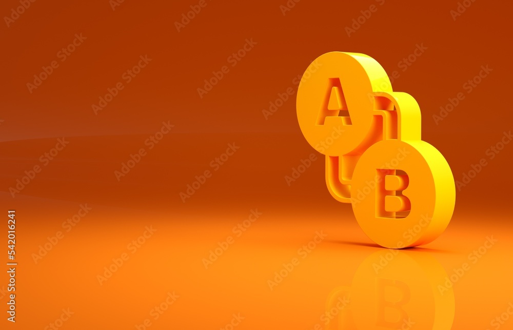 Poster yellow route location icon isolated on orange background. map pointer sign. concept of path or road.