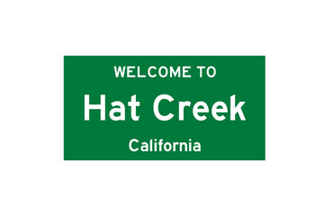 Hat Creek, California, USA. City limit sign on transparent background. 