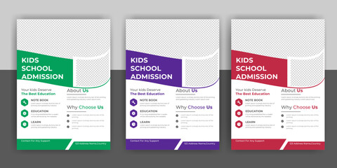 Creative and modern online school education admission flyer poster template