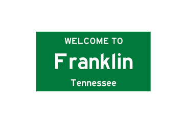 Franklin, Tennessee, USA. City limit sign on transparent background. 