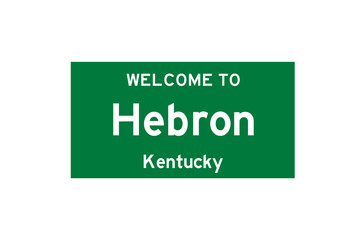 Hebron, Kentucky, USA. City limit sign on transparent background. 