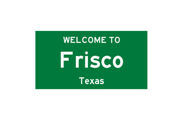 Frisco, Texas, USA. City limit sign on transparent background. 