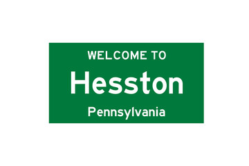 Hesston, Pennsylvania, USA. City limit sign on transparent background. 