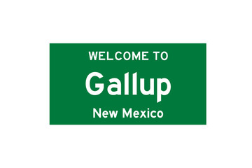Gallup, New Mexico, USA. City limit sign on transparent background. 