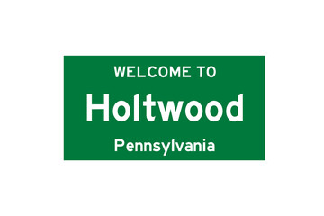 Holtwood, Pennsylvania, USA. City limit sign on transparent background. 