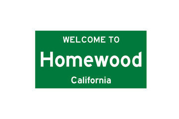 Homewood, California, USA. City limit sign on transparent background. 