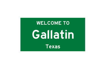 Gallatin, Texas, USA. City limit sign on transparent background. 