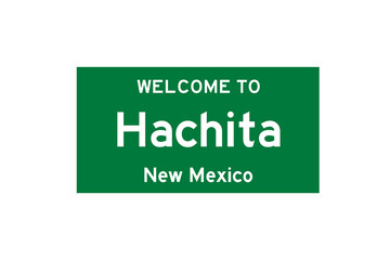 Hachita, New Mexico, USA. City limit sign on transparent background. 