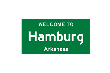 Hamburg, Arkansas, USA. City limit sign on transparent background. 