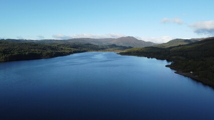 Fototapeta na wymiar Aerial shot of the Loch Venachar in Scotland