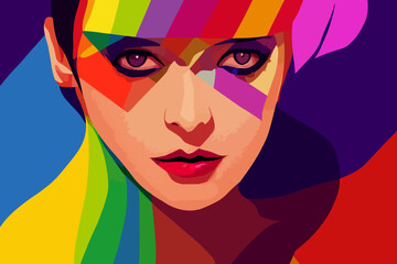 Girl open eyes, tolerant towards lgbt community, lgbtq+ pride