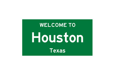 Houston, Texas, USA. City limit sign on transparent background. 