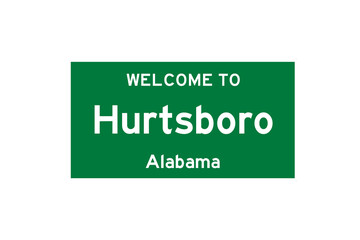 Hurtsboro, Alabama, USA. City limit sign on transparent background. 