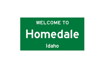 Homedale, Idaho, USA. City limit sign on transparent background. 