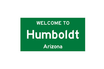 Humboldt, Arizona, USA. City limit sign on transparent background. 