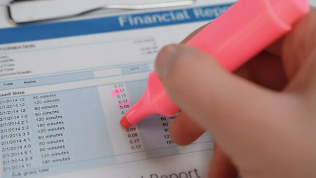Financial planning check data in the financial report hd stock footage