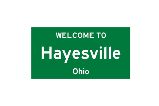 Hayesville, Ohio, USA. City limit sign on transparent background. 