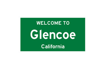 Glencoe, California, USA. City limit sign on transparent background. 