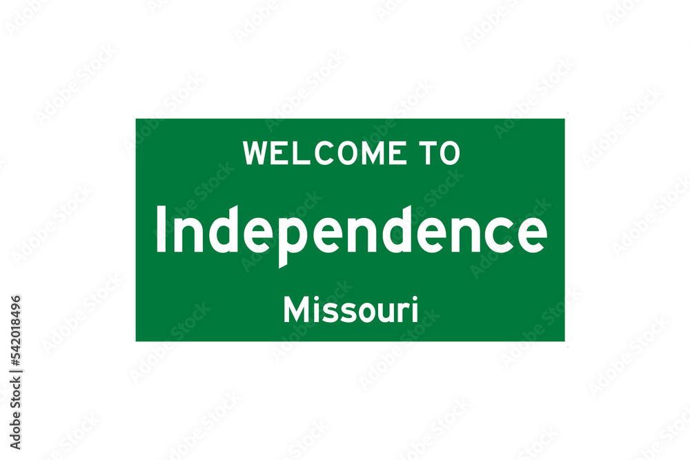 Wall mural independence, missouri, usa. city limit sign on transparent background.