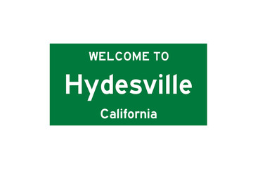 Hydesville, California, USA. City limit sign on transparent background. 