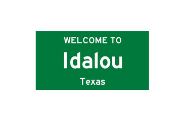 Idalou, Texas, USA. City limit sign on transparent background. 