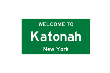 Katonah, New York, USA. City limit sign on transparent background. 