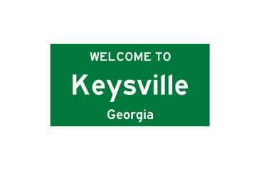 Keysville, Georgia, USA. City limit sign on transparent background. 