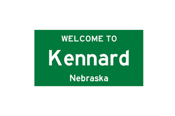 Kennard, Nebraska, USA. City limit sign on transparent background. 