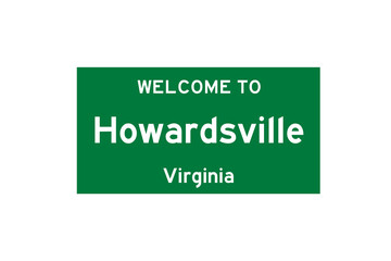 Howardsville, Virginia, USA. City limit sign on transparent background. 