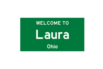 Laura, Ohio, USA. City limit sign on transparent background. 