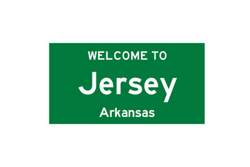Jersey, Arkansas, USA. City limit sign on transparent background. 