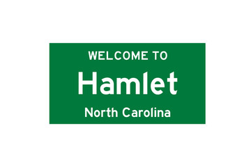 Hamlet, North Carolina, USA. City limit sign on transparent background. 