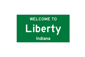 Liberty, Indiana, USA. City limit sign on transparent background. 