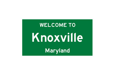 Knoxville, Maryland, USA. City limit sign on transparent background. 