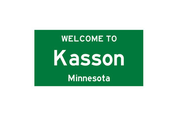 Kasson, Minnesota, USA. City limit sign on transparent background. 