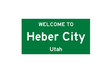 Heber City, Utah, USA. City limit sign on transparent background. 