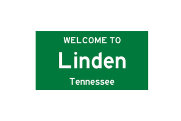 Linden, Tennessee, USA. City limit sign on transparent background. 