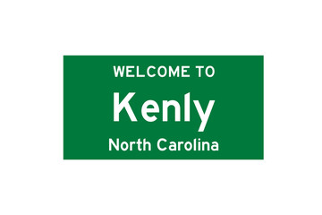 Kenly, North Carolina, USA. City limit sign on transparent background. 