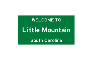 Little Mountain, South Carolina, USA. City limit sign on transparent background. 
