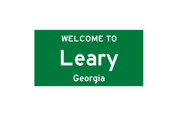 Leary, Georgia, USA. City limit sign on transparent background. 