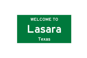 Lasara, Texas, USA. City limit sign on transparent background. 