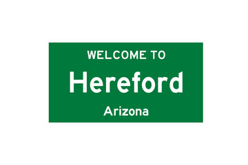 Hereford, Arizona, USA. City limit sign on transparent background. 