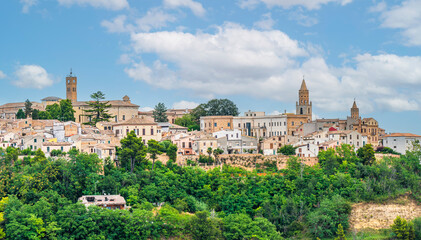 Fototapeta na wymiar Panorama of the beautiful village of Atri on a hill in Abruzzo
