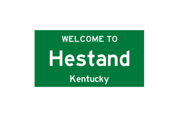 Hestand, Kentucky, USA. City limit sign on transparent background. 