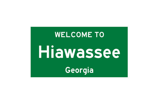 Hiawassee, Georgia, USA. City limit sign on transparent background. 