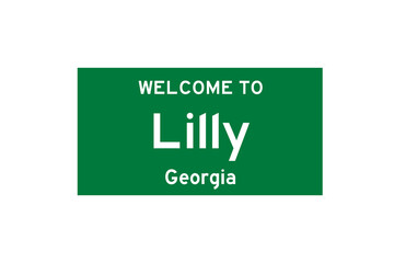 Lilly, Georgia, USA. City limit sign on transparent background. 