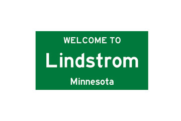 Lindstrom, Minnesota, USA. City limit sign on transparent background. 